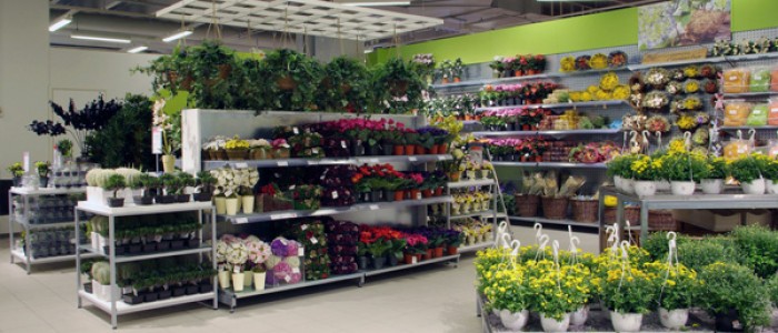 custom flower shop display tables and shelving