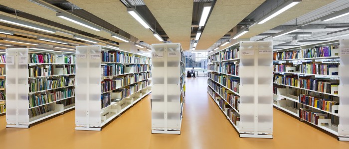 custom library book shelving modules