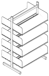 Bibliotēkas grāmatu plaukti 