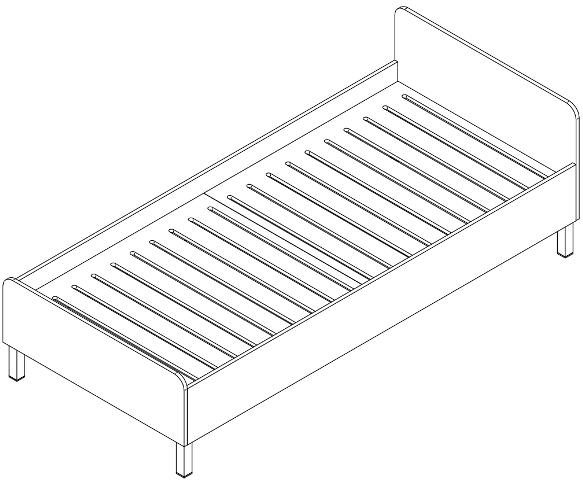 Metāla gulta ar lamināta paneļiem 