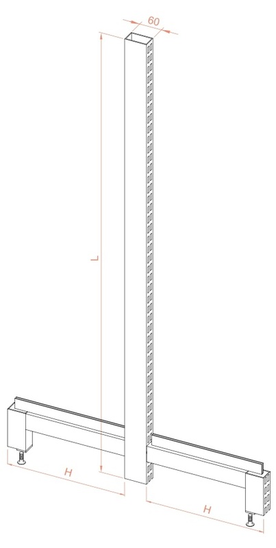 divpusējais plaukta statnis 60x30